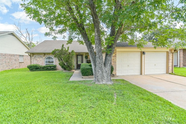 15806 Pfeiffer Dr, Houston, TX 77082 - view of front of home featuring concrete driveway, a garage, a front yard, and a shingled roof