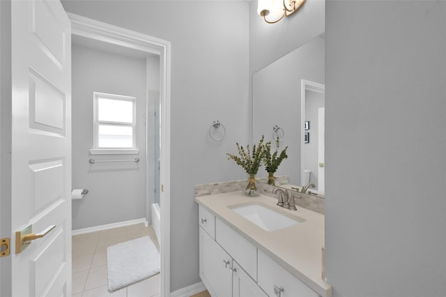 33 Violet Sunset Ln, Tomball, TX 77375 - bathroom featuring vanity, tile patterned floors, and shower / bathtub combination