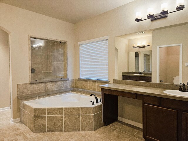 3811 Pearl Pass Ln, Sugar Land, TX 77479 - bathroom with a bath, tile patterned flooring, and vanity