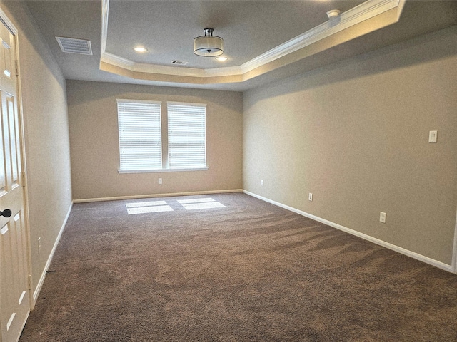 3811 Pearl Pass Ln, Sugar Land, TX 77479 - spare room featuring a raised ceiling, crown molding, carpet floors, a smoke detector, and recessed lighting