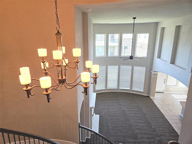 3811 Pearl Pass Ln, Sugar Land, TX 77479 - corridor with a chandelier and carpet flooring