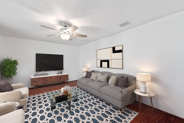 11614 Brighton Ln, Meadows Place, TX 77477 - living area featuring wood finished floors and a ceiling fan