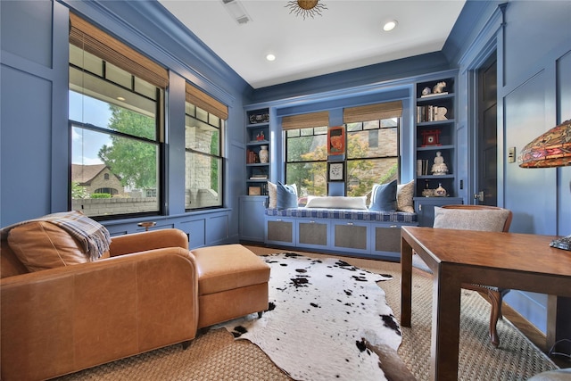 811 Byrne St, Houston, TX 77009 - living area featuring built in features and recessed lighting