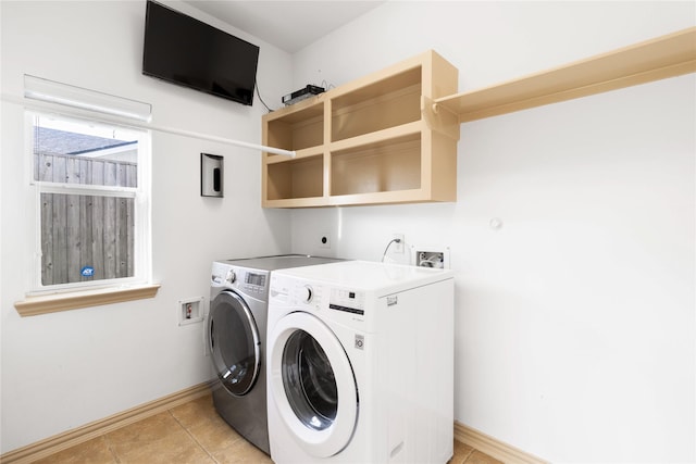 7611 Highmeadow Dr, Houston, TX 77063 - laundry area featuring separate washer and dryer and light tile patterned floors