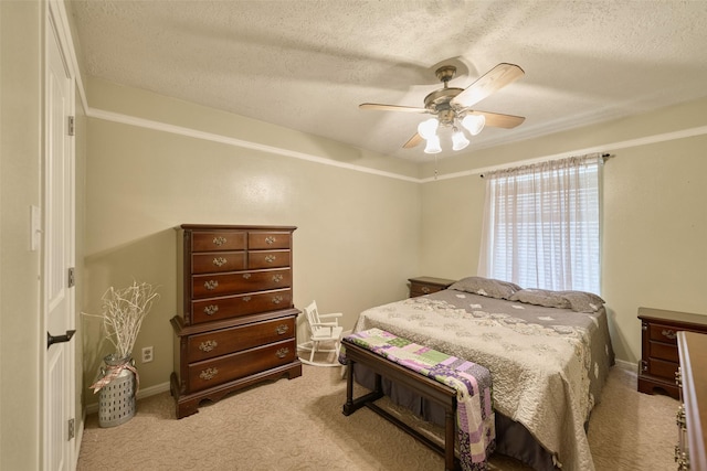 15402 Ripplestream, Houston, TX 77068 - bedroom with carpet, a textured ceiling, and ceiling fan