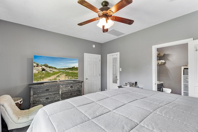 454 Fishhawk Way, Crosby, TX 77532 - bedroom featuring ceiling fan and ensuite bath