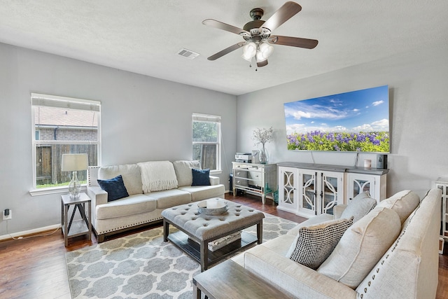 454 Fishhawk Way, Crosby, TX 77532 - living room featuring wood finished floors and ceiling fan