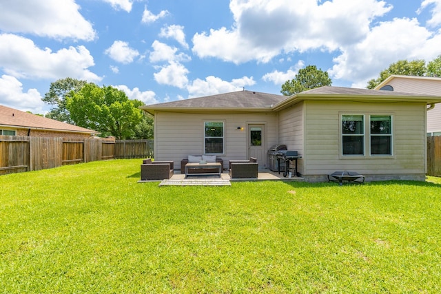 454 Fishhawk Way, Crosby, TX 77532 - back of house with outdoor lounge area, a fenced backyard, and a patio area