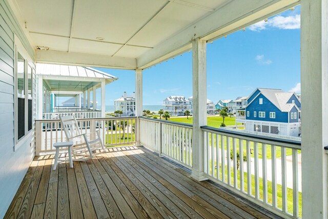 3806 Abalone Rd, Galveston, TX 77554 - wooden terrace featuring a residential view