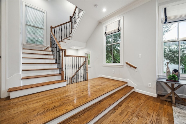 5200 Jackson St, Houston, TX 77004 - staircase with wood finished floors, plenty of natural light, and recessed lighting