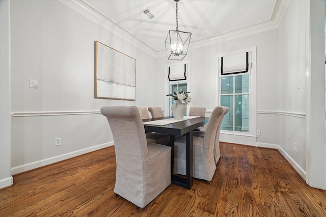 5200 Jackson St, Houston, TX 77004 - dining room featuring a chandelier, ornamental molding, and wood finished floors