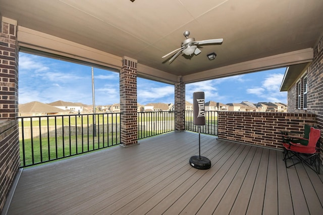 9003 Alps Peak Ct, Richmond, TX 77407 - wooden deck with a residential view and a ceiling fan