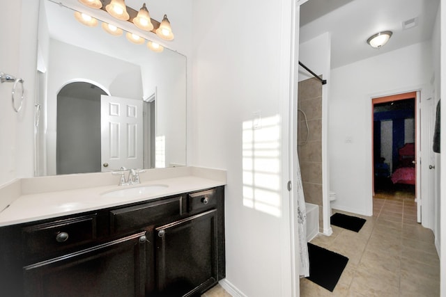 9003 Alps Peak Ct, Richmond, TX 77407 - full bathroom featuring vanity,  shower combination, and tile patterned floors