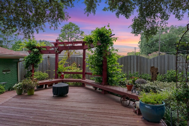 5022 Briarbend Dr, Houston, TX 77035 - deck at dusk with a fenced backyard