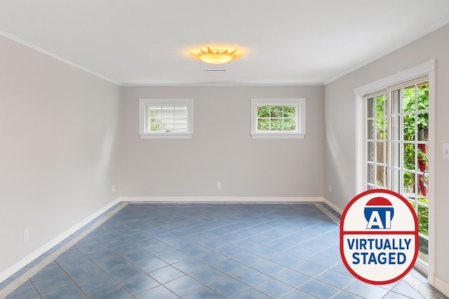 5022 Briarbend Dr, Houston, TX 77035 - tiled spare room featuring crown molding and plenty of natural light