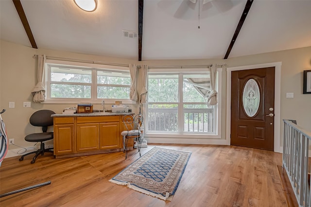 22914 Whittaker Way, Spring, TX 77373 - entrance foyer featuring light wood-style floors and ceiling fan
