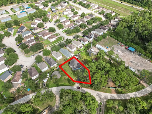 22914 Whittaker Way, Spring, TX 77373 - aerial overview of property's location with property parcel outlined and nearby suburban area