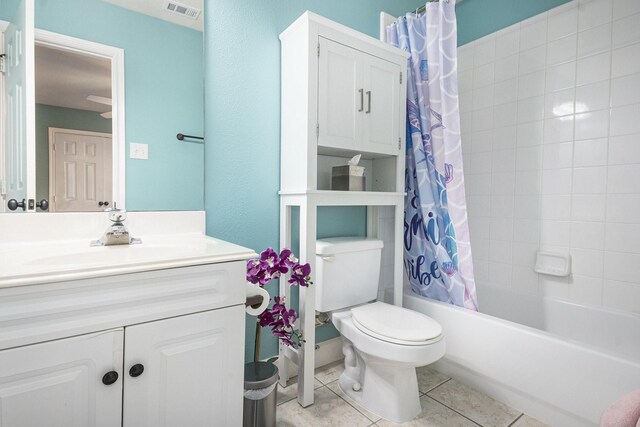 2032 Glencove Dr, Seabrook, TX 77586 - bathroom with vanity, tile patterned floors, and shower / bath combo