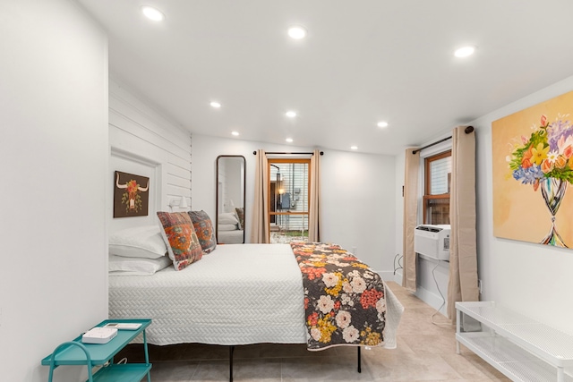 3809 Billingsley St, Houston, TX 77009 - bedroom featuring recessed lighting, tile patterned flooring, and cooling unit