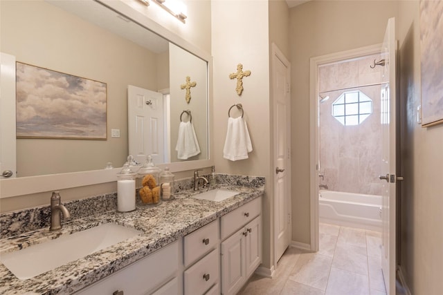 1907 Garden Fern Ct, Houston, TX 77062 - bathroom featuring washtub / shower combination and double vanity