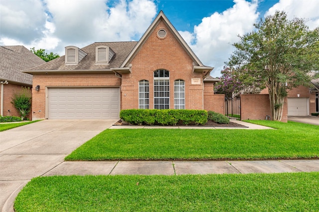 1907 Garden Fern Ct, Houston, TX 77062 - view of front of home featuring brick siding, concrete driveway, a garage, a front lawn, and roof with shingles