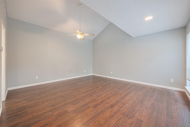 2107 Shadowbriar Dr, Houston, TX 77077 - spare room with ceiling fan, dark wood-style floors, lofted ceiling, and recessed lighting