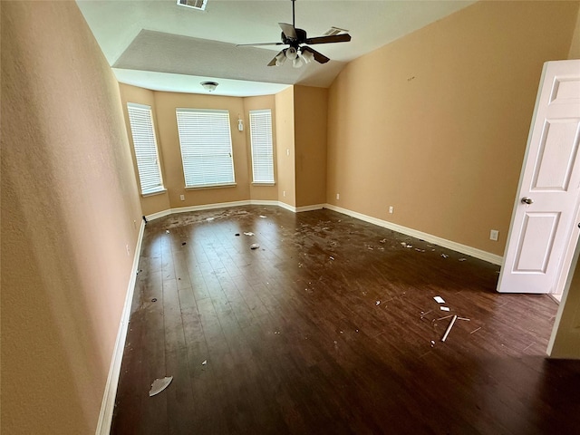 12503 Pepper Creek Ln, Pearland, TX 77584 - unfurnished room featuring hardwood / wood-style flooring, a ceiling fan, and lofted ceiling