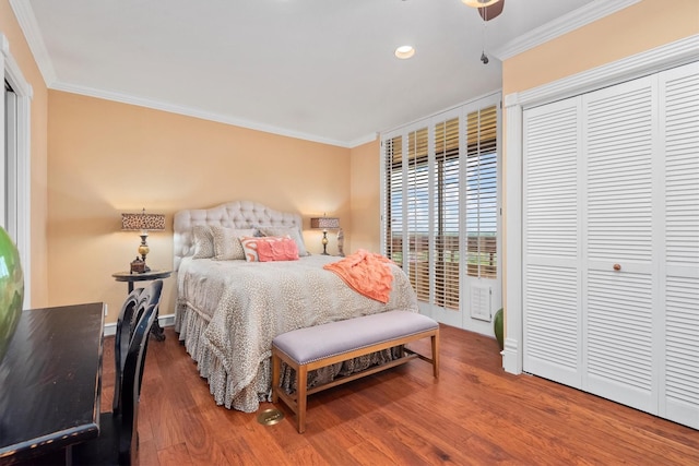 14655 Champion Forest Dr Unit 1704, Houston, TX 77069 - bedroom featuring crown molding, wood finished floors, and recessed lighting