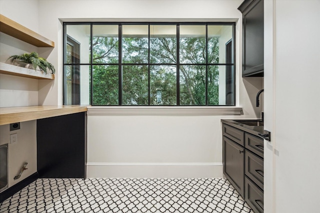 2220 Pelham Dr, Houston, TX 77019 - kitchen with a sink and butcher block countertops