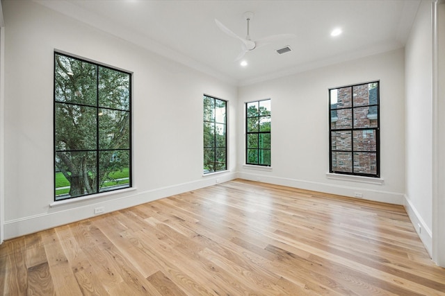 2220 Pelham Dr, Houston, TX 77019 - unfurnished room featuring a ceiling fan, wood finished floors, and recessed lighting