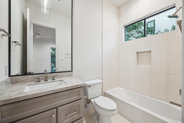 2220 Pelham Dr, Houston, TX 77019 - full bath with vanity, shower / bathtub combination, and tile patterned floors