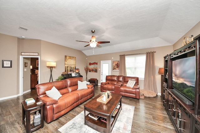 22819 Jetty Manor Ln, Spring, TX 77373 - living area with wood finished floors, a ceiling fan, and a textured ceiling