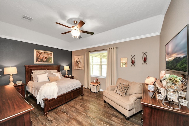 22819 Jetty Manor Ln, Spring, TX 77373 - bedroom featuring wood finished floors, ornamental molding, and a ceiling fan