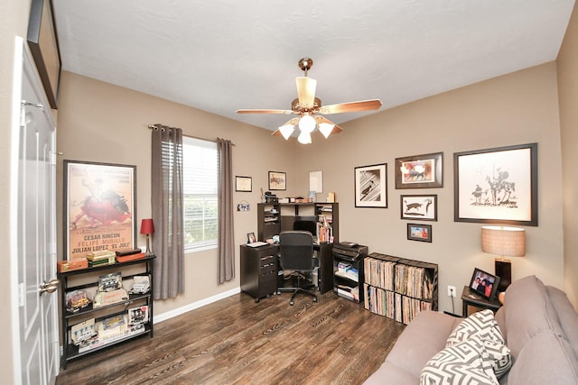 22819 Jetty Manor Ln, Spring, TX 77373 - office space with dark wood-type flooring and a ceiling fan
