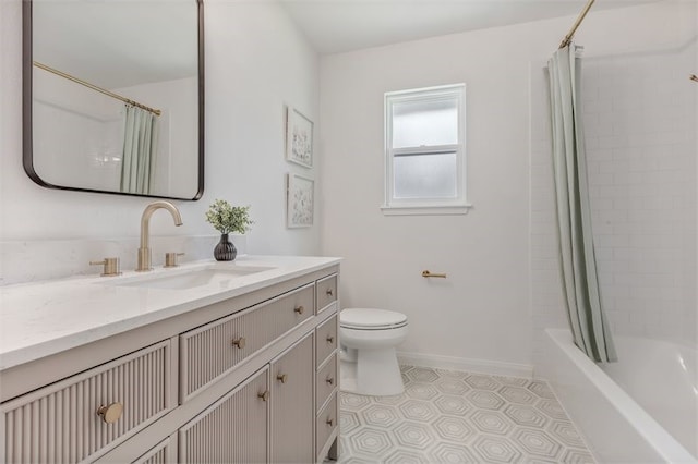 8018 Twining Oaks Ln, Spring, TX 77379 - full bathroom featuring vanity, shower / tub combo with curtain, and tile patterned floors
