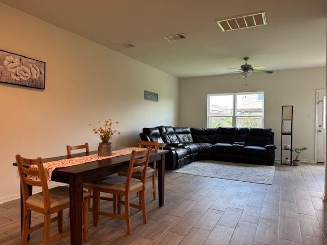 1017 Misty Patch Dr, Katy, TX 77493 - dining space featuring ceiling fan and wood finished floors