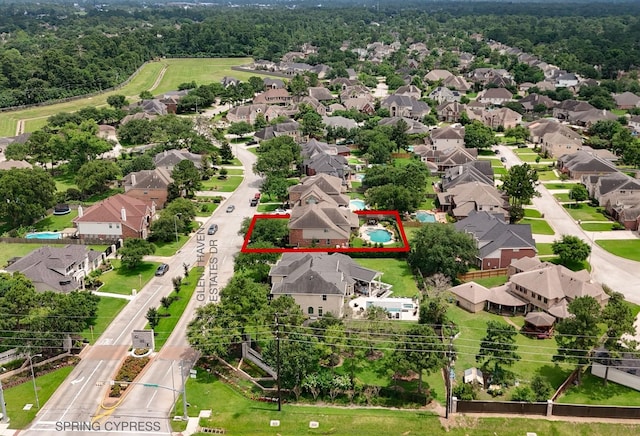 18719 Glenn Haven Estates Dr, Spring, TX 77379 - aerial perspective of suburban area with property parcel outlined