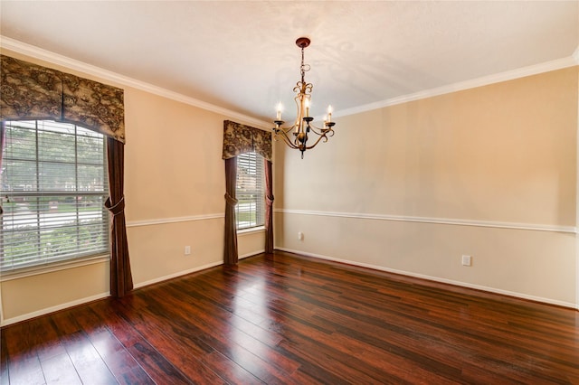18719 Glenn Haven Estates Dr, Spring, TX 77379 - unfurnished room with a chandelier, hardwood / wood-style floors, and ornamental molding