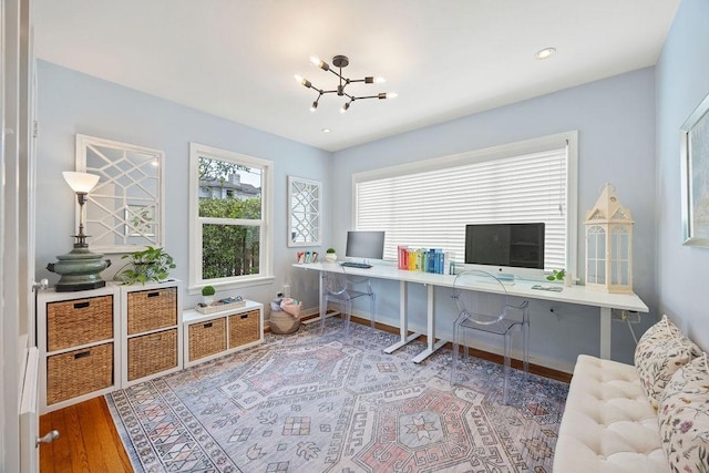 1726 Saxon Dr, Houston, TX 77018 - office space featuring wood finished floors and a chandelier