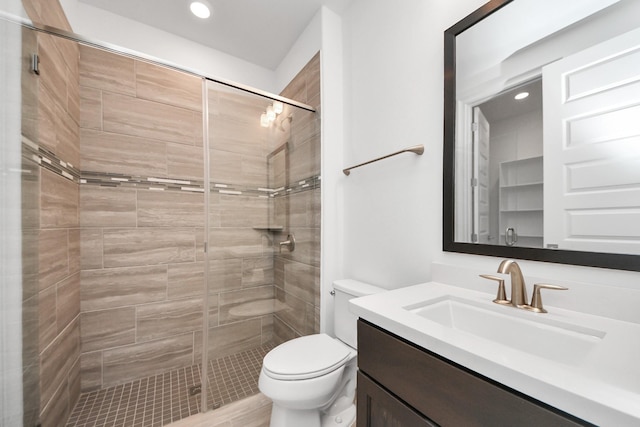 861 Dunleigh Meadows Ln, Houston, TX 77055 - full bath with vanity, a shower stall, and recessed lighting
