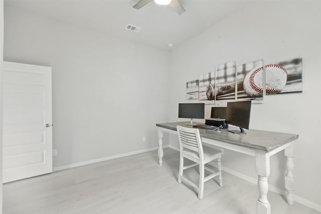 250 Peninsula Point Dr, Montgomery, TX 77356 - office area featuring ceiling fan and wood finished floors