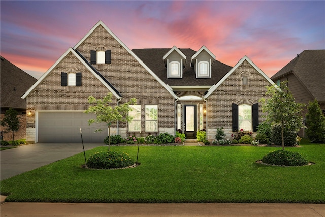 250 Peninsula Point Dr, Montgomery, TX 77356 - view of front of house featuring brick siding, concrete driveway, a yard, and a shingled roof