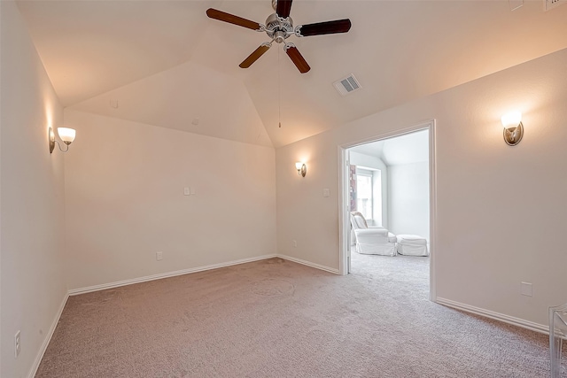 2226 Blakely Grove Ln, Richmond, TX 77469 - unfurnished room with carpet floors, ceiling fan, and vaulted ceiling