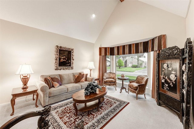 11410 Del Monte Dr, Houston, TX 77077 - living room with light carpet and high vaulted ceiling