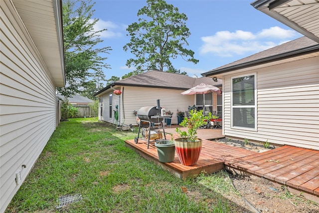 2806 Spring Dusk Ln, Spring, TX 77373 - view of yard with a wooden deck