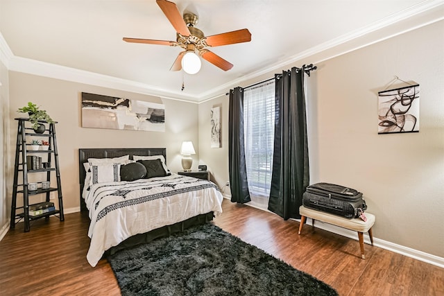 114 Wyndwood Dr, Seabrook, TX 77586 - bedroom featuring crown molding, wood finished floors, and a ceiling fan
