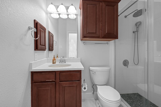 706 Overdell Dr, Sugar Land, TX 77479 - full bathroom featuring a stall shower, vanity, and a textured wall