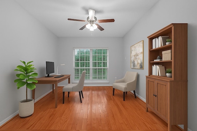 706 Overdell Dr, Sugar Land, TX 77479 - office with a ceiling fan and light wood-style flooring