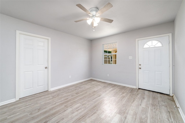 1309 Jefferson St, Baytown, TX 77520 - entryway featuring a ceiling fan and light wood-type flooring