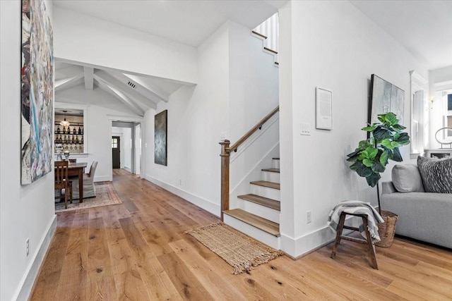 1543 Columbia St, Houston, TX 77008 - foyer featuring wood finished floors and stairs